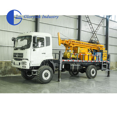 Piattaforma di trivellazione di fori per camion Dongfeng 4X4 completamente idraulica, profondità 500 m, dimensione del foro 105-350 mm
