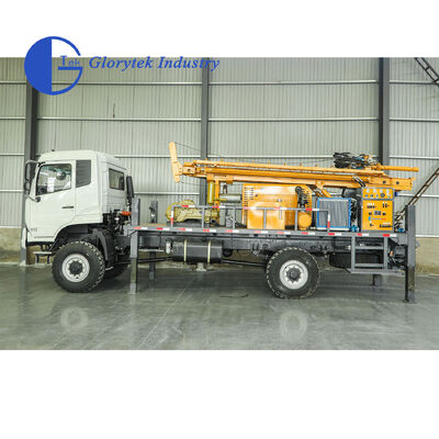 Piattaforma di trivellazione di fori per camion Dongfeng 4X4 completamente idraulica, profondità 500 m, dimensione del foro 105-350 mm