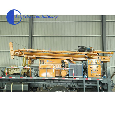 Piattaforma di trivellazione di fori per camion Dongfeng 4X4 completamente idraulica, profondità 500 m, dimensione del foro 105-350 mm